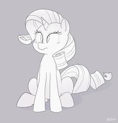 Size: 800x832 | Tagged: safe, artist:yellowbooze, rarity, g4, female, grayscale, lineart, monochrome, solo