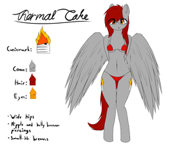 Size: 6000x5000 | Tagged: safe, artist:thermalcake, oc, oc only, oc:thermal cake, anthro, unguligrade anthro, absurd resolution, anthro oc, belly button, bikini, clothes, female, piercing, reference sheet, simple background, solo, swimsuit, white background
