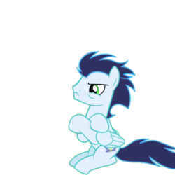 Size: 720x720 | Tagged: safe, artist:painlessbrony, edit, soarin', g4, rainbow falls, annoyed, crossed hooves, frown, glare, male, simple background, sitting, solo, transparent background