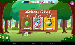 Size: 800x480 | Tagged: safe, gameloft, beauty brass, android, earth pony, pony, g4, apple, female, food, glitch, solo, stars, tree, zap apple