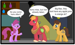 Size: 565x338 | Tagged: safe, artist:hatlessgentleman, berry punch, berryshine, big macintosh, caramel, earth pony, pony, g4, gay, male, ship:caramac, shipping, stallion, trio