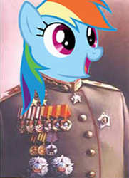 Size: 191x264 | Tagged: safe, artist:paultorsynocobnik, rainbow dash, g4, communism, dictator, irl, josef stalin, male, medal, medals, open mouth, photo, rainbow stalin, smiling, solo, soviet union