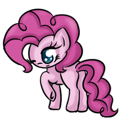 Size: 308x304 | Tagged: safe, artist:newfiegirl123, pinkie pie, earth pony, pony, g4, female, mare, missing cutie mark, one eye closed, raised hoof, simple background, smiling, solo, white background, wink