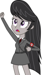 Size: 598x1024 | Tagged: safe, artist:nuke928, edit, octavia melody, equestria girls, g4, armband, charlie chaplin, clothes, female, misleading thumbnail, not nazi, simple background, solo, the great dictator, transparent background, uniform, vector