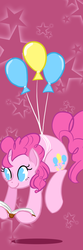 Size: 600x1800 | Tagged: dead source, safe, artist:leafbunny, pinkie pie, earth pony, pony, g4, balloon, book, bookmark, female, floating, solo, then watch her balloons lift her up to the sky