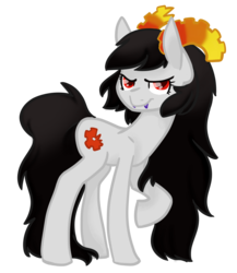 Size: 1000x1150 | Tagged: safe, artist:timid-arts, oc, oc only, oc:silver time, pony, fangs, female, homestuck, horns, long mane, long tail, mare, ponified, raised hoof, ram horns, red eyes, simple background, solo, tail, transparent background, troll (homestuck)