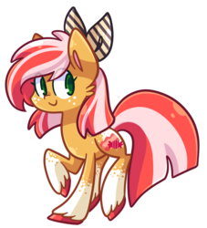 Size: 888x979 | Tagged: safe, artist:looji, oc, oc only, oc:candy bacon, earth pony, pony, bow, solo