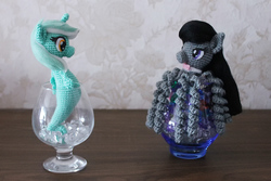 Size: 1000x667 | Tagged: safe, artist:alisterosenheim, lyra heartstrings, octavia melody, octopus, sea pony, g4, craft, duo, glass, ice, octaviapus, photo, seapony lyra, species swap, vase