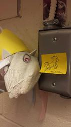 Size: 600x1066 | Tagged: safe, artist:postitpony, everfree northwest, monochrome, sock, solo, sticky note, traditional art