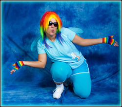 Size: 979x863 | Tagged: safe, artist:nyahproductions, rainbow dash, human, g4, cosplay, irl, irl human, photo