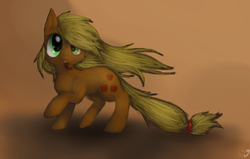 Size: 999x634 | Tagged: safe, artist:maneribbons, applejack, g4, alternate hairstyle, female, loose hair, solo