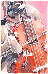 Size: 800x1236 | Tagged: safe, artist:fleebites, octavia melody, g4, female, musical instrument, solo, traditional art, watercolor painting