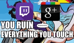 Size: 500x288 | Tagged: safe, idw, king sombra, princess celestia, g4, spoiler:comic20, former good king sombra, good king sombra, google, google+, image macro, meme, op is a duck, op is trying to start shit, twitch.tv