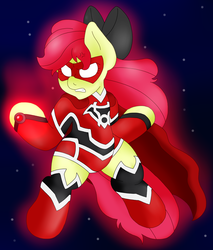 Size: 1625x1903 | Tagged: safe, artist:blackbewhite2k7, apple bloom, g4, aura, commission, crossover, dc comics, female, green lantern (comic), parody, red lantern, solo, superfilly, supergirl