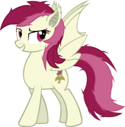 Size: 2437x2482 | Tagged: safe, artist:fluttershy750, roseluck, bat pony, pony, g4, bat ponified, female, high res, mare, race swap, rosebat, show accurate, simple background, solo, transparent background