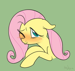 Size: 348x331 | Tagged: safe, artist:hajuya, fluttershy, g4, blushing, female, simple background, solo
