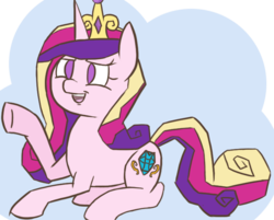 Size: 728x586 | Tagged: safe, artist:flutteriot, princess cadance, alicorn, pony, g4, female, mare, open mouth, prone, simple background, solo, transparent background