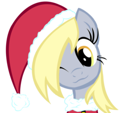 Size: 1014x900 | Tagged: safe, artist:themightysqueegee, derpy hooves, pegasus, pony, g4, christmas, christmas ponies, female, hat, mare, santa hat, solo