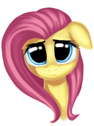 Size: 1500x2000 | Tagged: safe, artist:1nakir1, fluttershy, g4, bust, cute, female, floppy ears, looking at you, portrait, sad, shyabetes, simple background, solo, white background