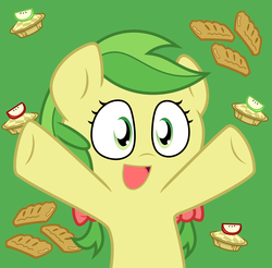 Size: 2033x2000 | Tagged: safe, artist:chainchomp2, apple fritter, earth pony, pony, g4, apple family member, apple fritter (food), female, mare, nya, paffendorf, solo, vector