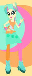 Size: 264x614 | Tagged: safe, artist:berrypunchrules, tennis match, equestria girls, g4, my little pony equestria girls: rainbow rocks, background human, eared humanization, female, humanized, neon, neon rainbow rocks, ponied up, solo