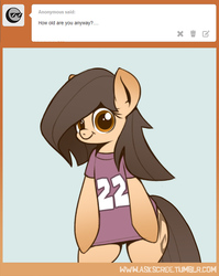 Size: 900x1128 | Tagged: safe, artist:biscuitpone, oc, oc only, oc:scree, clothes, cute, female, solo, t-shirt, tumblr