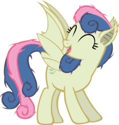 Size: 3594x3794 | Tagged: safe, artist:fluttershy750, bon bon, sweetie drops, bat pony, pony, g4, ^^, batbon, eyes closed, female, high res, race swap, simple background, solo, transparent background, vector