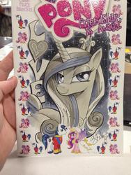 Size: 600x800 | Tagged: safe, artist:andy price, princess cadance, shining armor, g4, female, limited palette, solo, traditional art