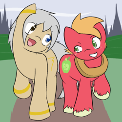 Size: 1250x1250 | Tagged: safe, artist:shenhibiki, big macintosh, oc, oc:shenhibiki, g4, rule 63, unshorn fetlocks