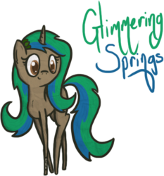 Size: 406x436 | Tagged: dead source, safe, artist:zacproductions, oc, oc only, oc:glimmering springs, mystic ponies, solo, thin legs