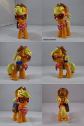 Size: 800x1200 | Tagged: safe, artist:chibisilverwings, applejack, g4, book, customized toy, glasses, pigtails