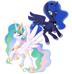 Size: 557x571 | Tagged: safe, artist:impydoo, princess celestia, princess luna, g4, simple background