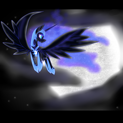 Size: 2000x2000 | Tagged: safe, artist:vysu, nightmare moon, g4, female, flying, high res, solo