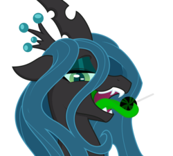 Size: 3510x3157 | Tagged: safe, artist:kp-shadowsquirrel, artist:tyler611, queen chrysalis, changeling, changeling queen, g4, bedroom eyes, eyeshadow, female, high res, lollipop, long tongue, looking at you, makeup, prehensile tongue, simple background, solo, tongue out, transparent background, vector