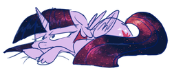 Size: 650x283 | Tagged: safe, artist:deepfriedrainbows, twilight sparkle, alicorn, pony, g4, female, galaxy mane, hooves, mare, prone, solo, twilight sparkle (alicorn), unshorn fetlocks