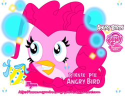 Size: 2600x2000 | Tagged: dead source, safe, artist:meganlovesangrybirds, pinkie pie, bird, g4, angry birds, beak, birdified, female, hat, high res, party hat, solo, species swap