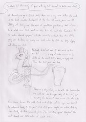 Size: 2438x3456 | Tagged: safe, artist:parclytaxel, genie, genie pony, saddle arabian, albumin flask, floating, high res, monochrome, saddle arabia, sketch, speech bubble, text, the first wish of parcly taxel, traditional art, tumblr, vat
