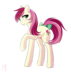 Size: 1349x1400 | Tagged: safe, artist:margony, roseluck, earth pony, pony, g4, bow, female, mare, solo