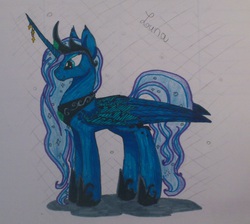 Size: 2012x1804 | Tagged: safe, artist:starlilly08, princess luna, g4, female, horn, horn jewelry, jewelry, solo, traditional art