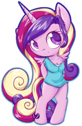 Size: 650x1003 | Tagged: safe, artist:raininess, princess cadance, anthro, g4, chibi, cleavage, clothes, cute, female, shirt, simple background, smiling, solo, transparent background