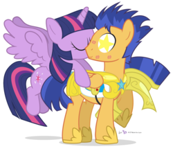 Size: 960x825 | Tagged: safe, artist:dm29, flash sentry, twilight sparkle, alicorn, pegasus, pony, g4, armor, covered in kisses, female, kiss mark, kissing, lipstick, looking back, male, mare, ship:flashlight, shipping, simple background, smiling, stallion, straight, transparent background, twilight sparkle (alicorn), vector, wingding eyes