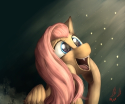 Size: 1200x1000 | Tagged: safe, artist:miokomata, fluttershy, g4, fangs, female, happy, open mouth, portrait, smiling, solo