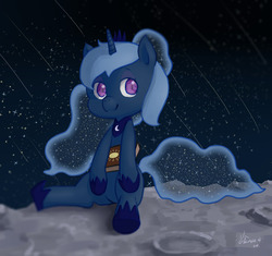 Size: 1280x1204 | Tagged: safe, artist:kuang-han, princess luna, g4, book, female, filly, moon, solo, woona