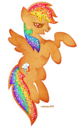 Size: 567x891 | Tagged: safe, artist:scheadar, rainbow dash, cookie pony, g4, cookie, female, gingerbread pony, solo