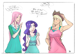 Size: 1024x728 | Tagged: safe, artist:demdoodles, applejack, fluttershy, rarity, human, g4, armpits, humanized