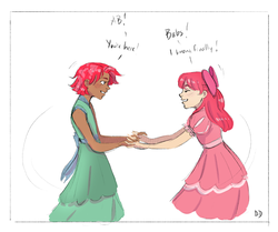 Size: 918x768 | Tagged: safe, artist:demdoodles, apple bloom, babs seed, human, g4, humanized