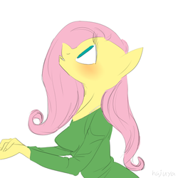 Size: 512x512 | Tagged: safe, artist:hajuya, fluttershy, anthro, g4, female, simple background, solo