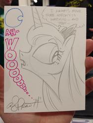 Size: 600x800 | Tagged: safe, artist:andypriceart, princess luna, g4, :o, awoo, female, howling, looking back, moon, sketch, solo, thought bubble, traditional art