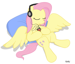 Size: 1149x979 | Tagged: safe, artist:rapidstrike, fluttershy, g4, female, headphones, music player, solo