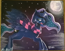 Size: 1278x1002 | Tagged: safe, artist:drbdnv, princess luna, g4, clothes, female, moon, scarf, solo